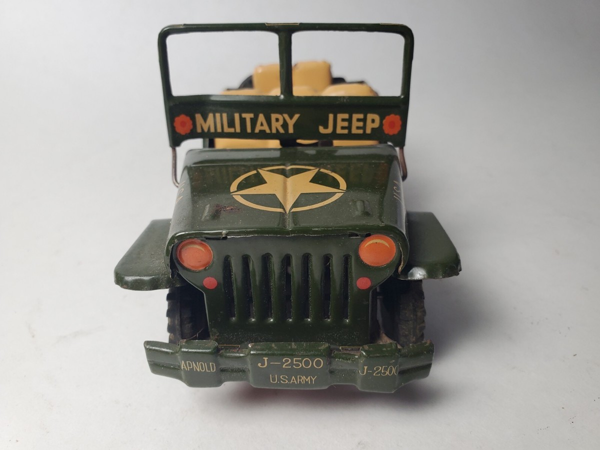 Vintage TN Nomura 1950's USA Army Jeep Japan Friction Tin