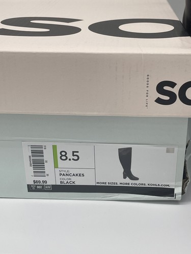 SO Womens Tall BLACK Knee High Boots Sz 8.5 Pancakes 3" Heel 17" Shaft MSRP $70 - Picture 6 of 17