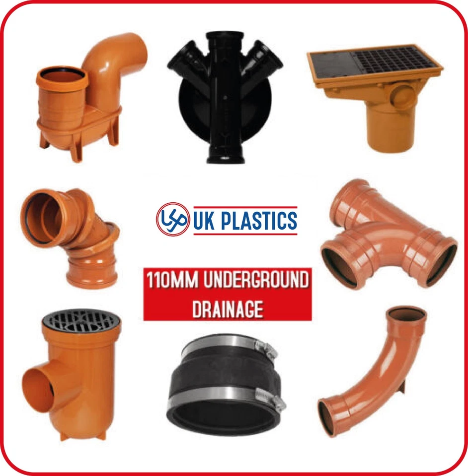 UK PLASTICS Underground Drainage 110mm Fittings FREE & FAST DELIVERY !