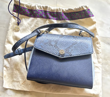 Lightly Used Tory Burch Blue Snakeskin Crossbody Purse in Excellent Condition