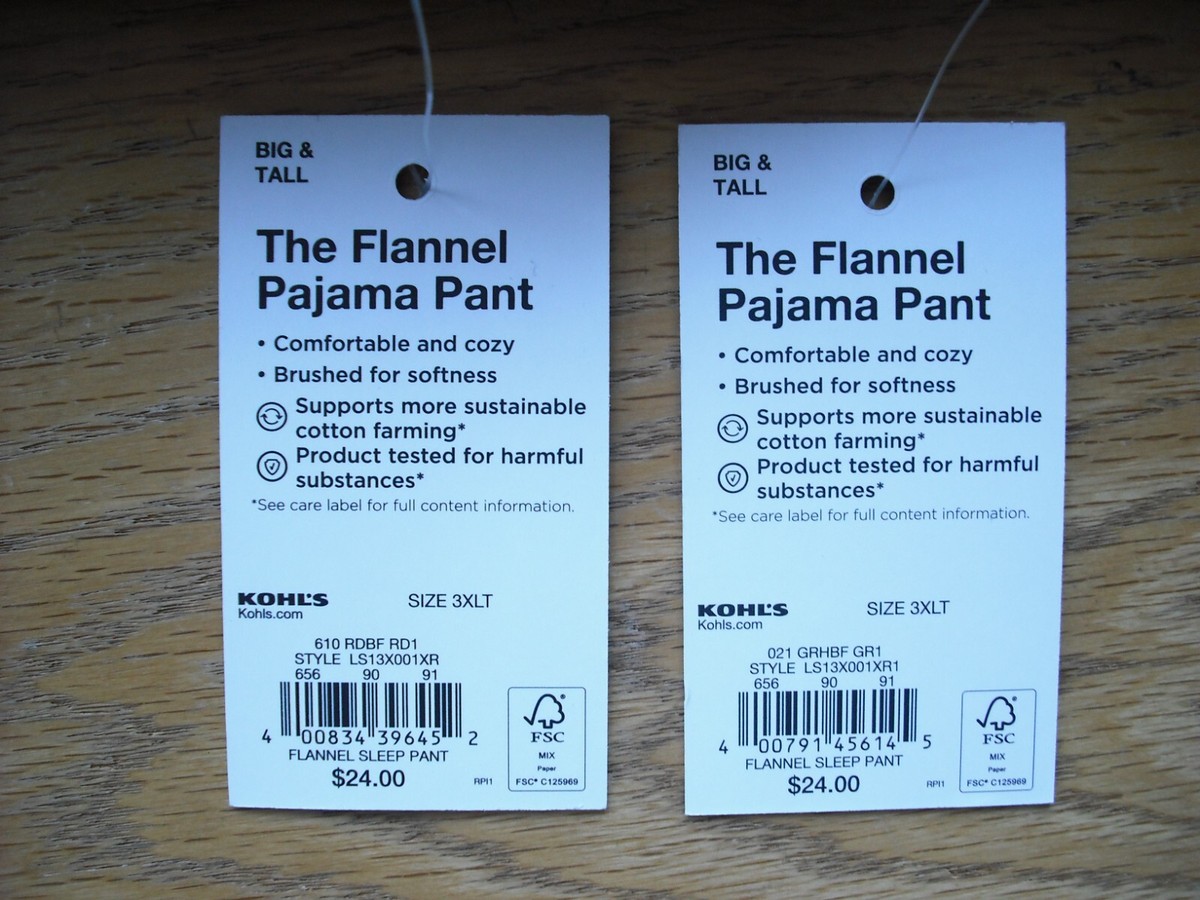 Mens NWT Pajama Pants 2prs BIG & TALL Flannel BUFFALO Plaid Red