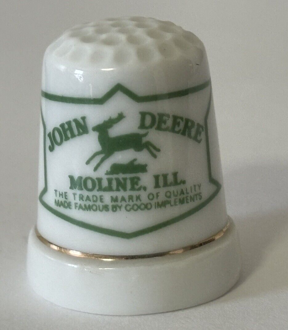 John Deere Moline IL Porcelain Travel Souvenir 1 1/8” Tall Thimble