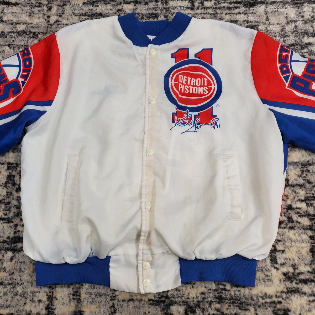 Vtg Isiah Thomas Chalk Line Fanimation Jacket Detroit
