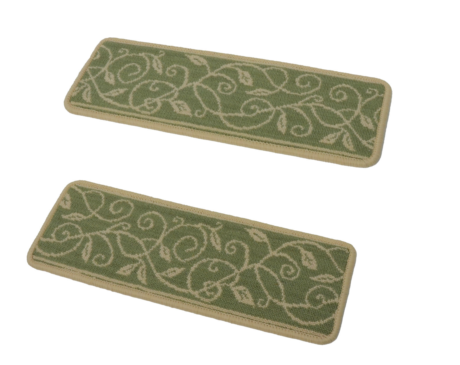 Sage Green Floral Vine New Zealand Wool Carpet Stair Treads 13 with