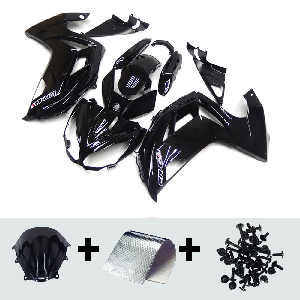 ZXMT Glossy Black Fairing Kit For Kawasaki Ninja 650 / ER6F / ER-6F (2012-2016) - 19-Piece Set, ABS Plastic