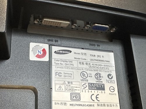 Samsung SyncMaster 731B 17" LCD Monitor Very Good DVI VGA - Black - Picture 9 of 10