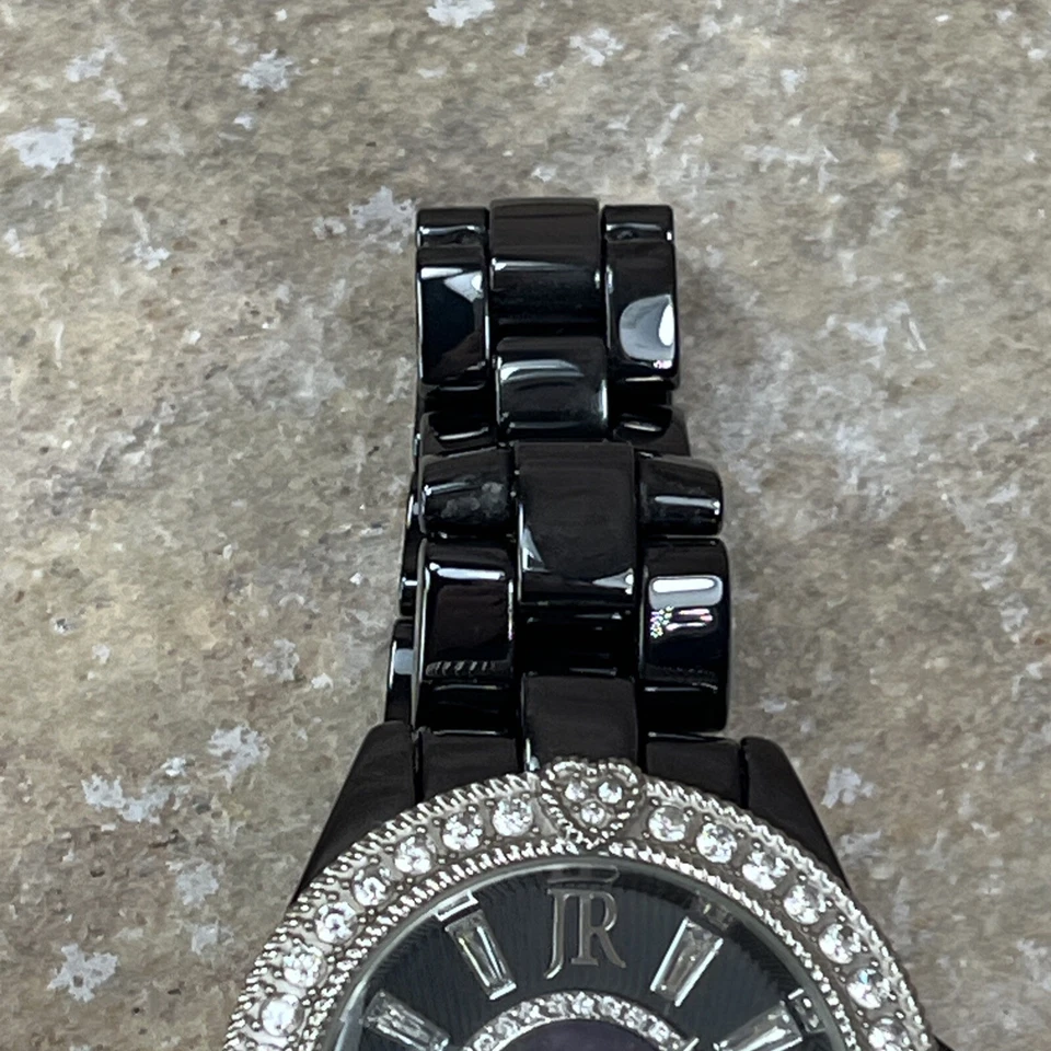 Judith Ripka Black Ceramic band & Stainless Steel Diamonique Watch Hearts MOP - Image 4 of 4