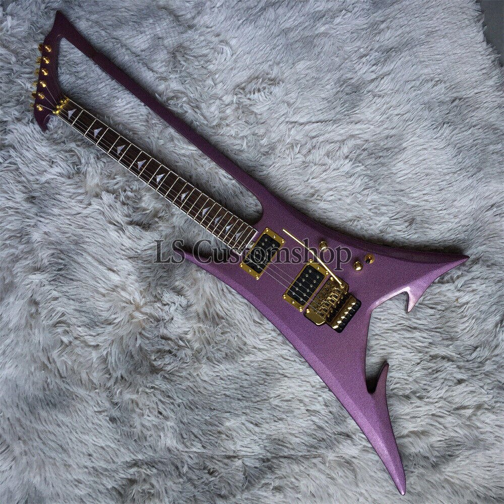 Custom Special Shaped Electric Guitar Metallic Purple Color Custom Special Shaped Electric Guitar Metallic Purple Color