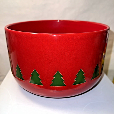 Waechtersbach Red Pine Tree Christmas Tree Serving Bowl 8.25  Germany nice!
