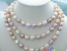NEW Long 42" 8-9mm Baroque Multicolor Freshwater Pearl Necklace