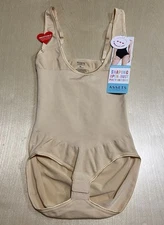 Assets by Spanx Women’s Size Medium Ultra-Firm Open-Bust Brief Bodysuit in Beige