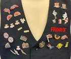 TGI Fridays Promotional Pin Badge Set Collectable with Vest - Z#1008