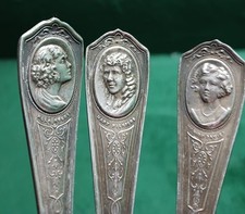 Vintage Silverplate Souvenir Spoons .6” SET 3 POLA NEGRI, SILENT MOVIE STAR,