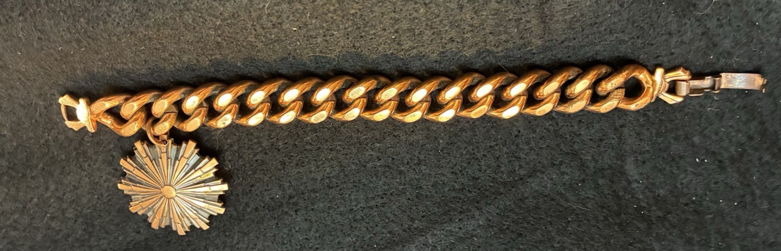 Vintage Solid Copper Cuban Link Bracelet + Large … - image 3