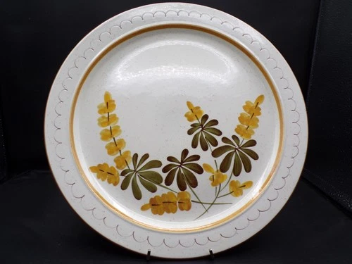 Vintage USA Stengl Hand Paint Golden Blossom Round Serving Platter 12.5" K25