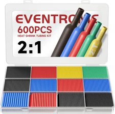 600PCS Heat Shrink Tubing 2:1, Electrical Wire Cable Wrap Assortment Electric In