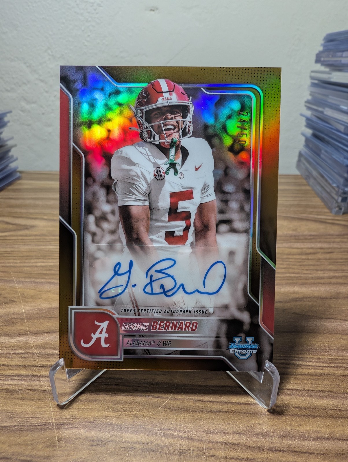 2025 Bowman University Chrome Germie Bernard Gold Auto /50 Alabama BCA-GB