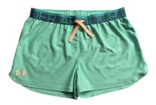 Under Armour Girls Teal Unlined Running Shorts W/ Drawstring EUC Sz YXL