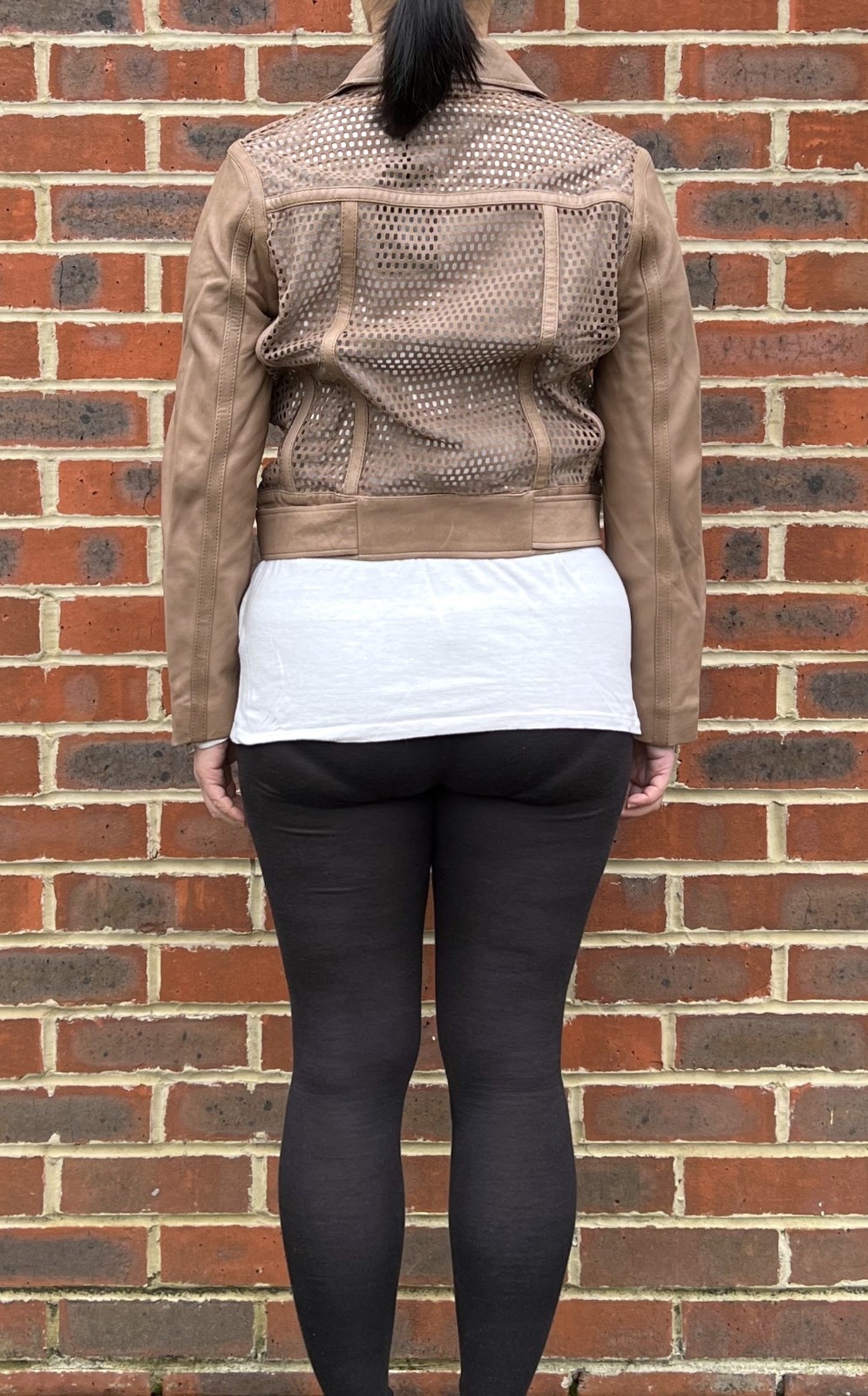 AllSaints Ladies PUNCHED Leather Jacket UK8 Brown Biker US4 EU36 BRAND NEW image 4