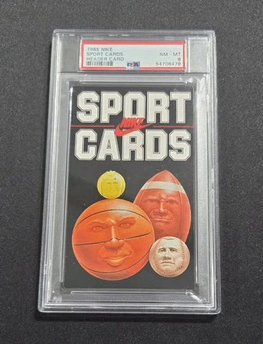 1985 NIKE PROMO HEADER MICHAEL JORDAN BABE RUTH FACES PSA 8 GRADED CARD NICE!