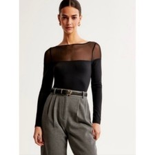 Abercrombie Fitch Women's XS Mesh Bodysuit Long Sleeve Classic Grunge