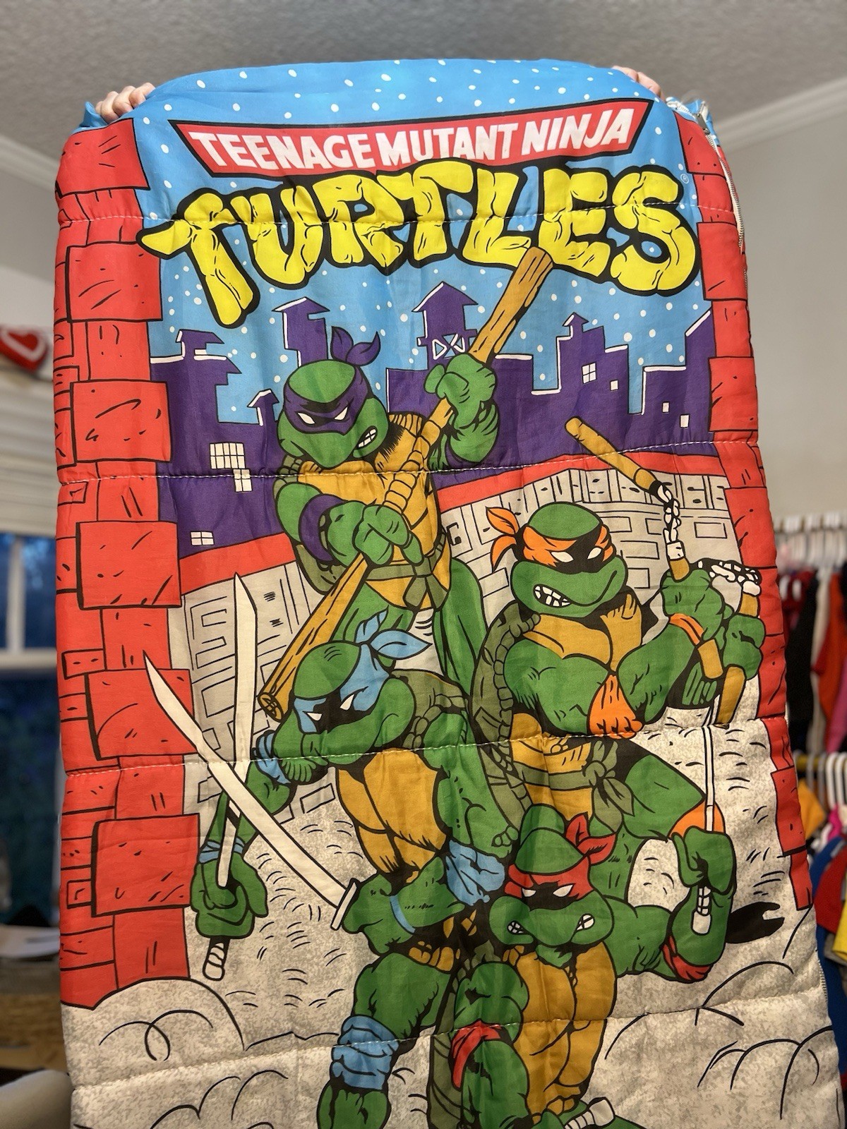 Vintage 1988 TMNT Mirage Studios Teenage Mutant Ninja Turtles Zip Sleeping Bag