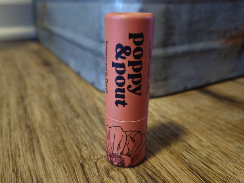Poppy & Pout Hydrating Lip Balm in Pomegranate Peach Full Size NEW