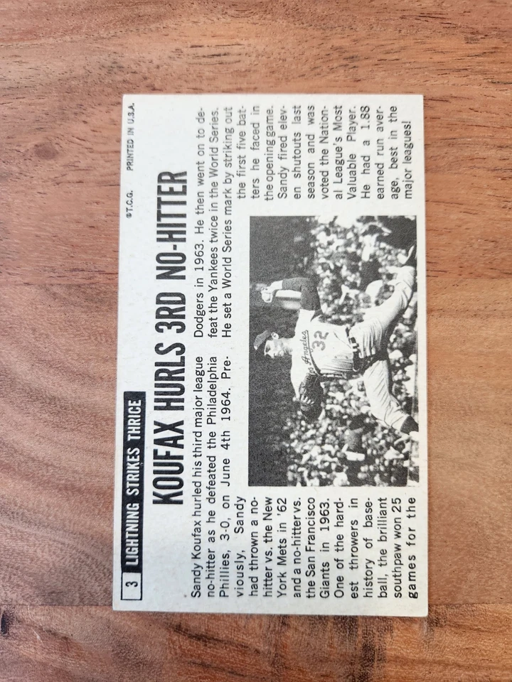 1964 Topps Giants - Sandy Koufax #3 Los Angeles Dodgers Salón de la fama Foto 2 de 2
