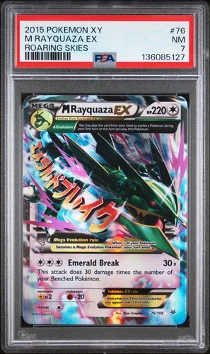 2015 POKEMON XY ROARING SKIES #76 M RAYQUAZA EX PSA 7