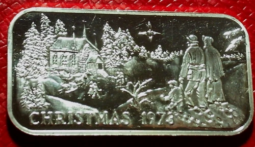 1973 Christmas "The Little Country Church" Washington Mint .999 Silver Proof Bar