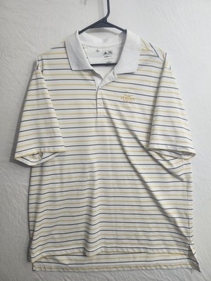 Adidas Hawk View striped golf polo shirt with Climalite fabric technology L