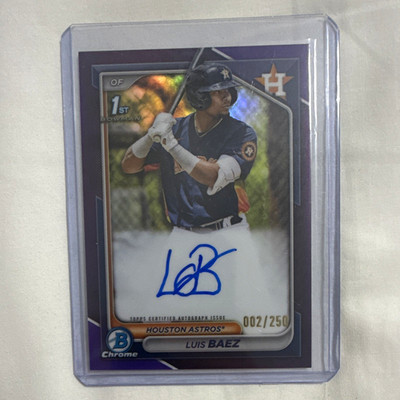 Topps 2024 Bowman Chrome Prospect Autos Luis Baez Astros CPA-LB Purple /250 RC