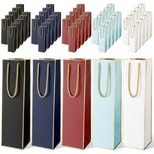 50 Pack Wine Bottle Gift Bags Paper Wine Gift Bags Bulk 13.8x3.7x3.5 Inch wit...