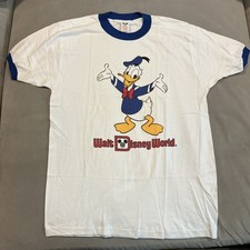 NWOT - VINTAGE - WALT DISNEY WORLD DONALD DUCK Single Stitch Ringer T Shirt - L