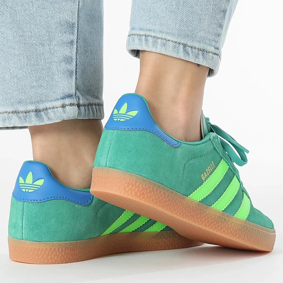 adidas Gazelle Suede Trainers - All Sizes Available - Green/Blue/Gum (JP7127) - Image 4 of 4