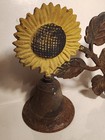 Vintage Heavy Cast Iron Sunflower Hand Bell - Hand-Painted Wall Decor  — photo 2