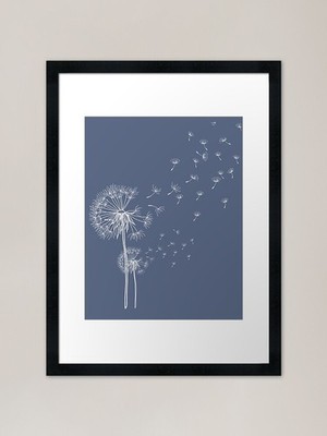 Pusteblumen wehen im Wind in W gerahmtes Wandbild Poster Leinwanddruck Bild