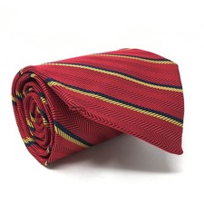 Brooks Brothers Makers Classic Tie Red Gold Navy Striped Silk Made USA Vintage