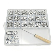 1170pcs Iron Pyramid Rivets Silver 5 Sizes for Leather Fabric Decoration