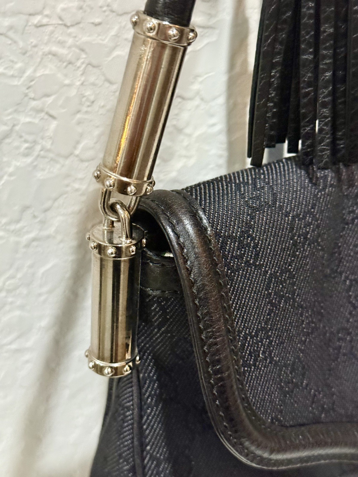 Authentic GUCCI Denim  Interlocking GG Tassel Sho… - image 9