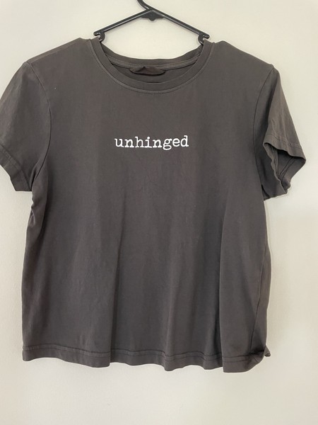 Jay Jays Baby Tee Sz XS 8- 10 Grey `Unhinged' Cotton Short Sleeve