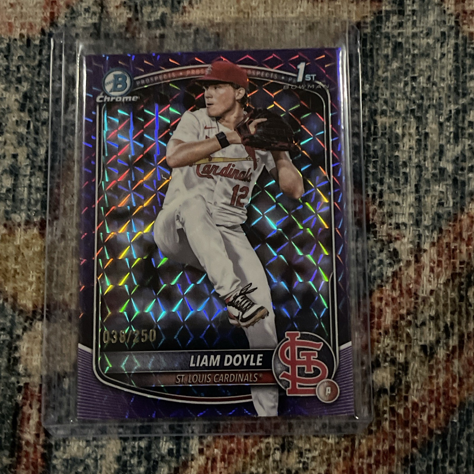 2025 BOWMAN CHROME DRAFT LIAM DOYLE 1ST PURPLE GEOMETRIC /250 St Louis Cardinals