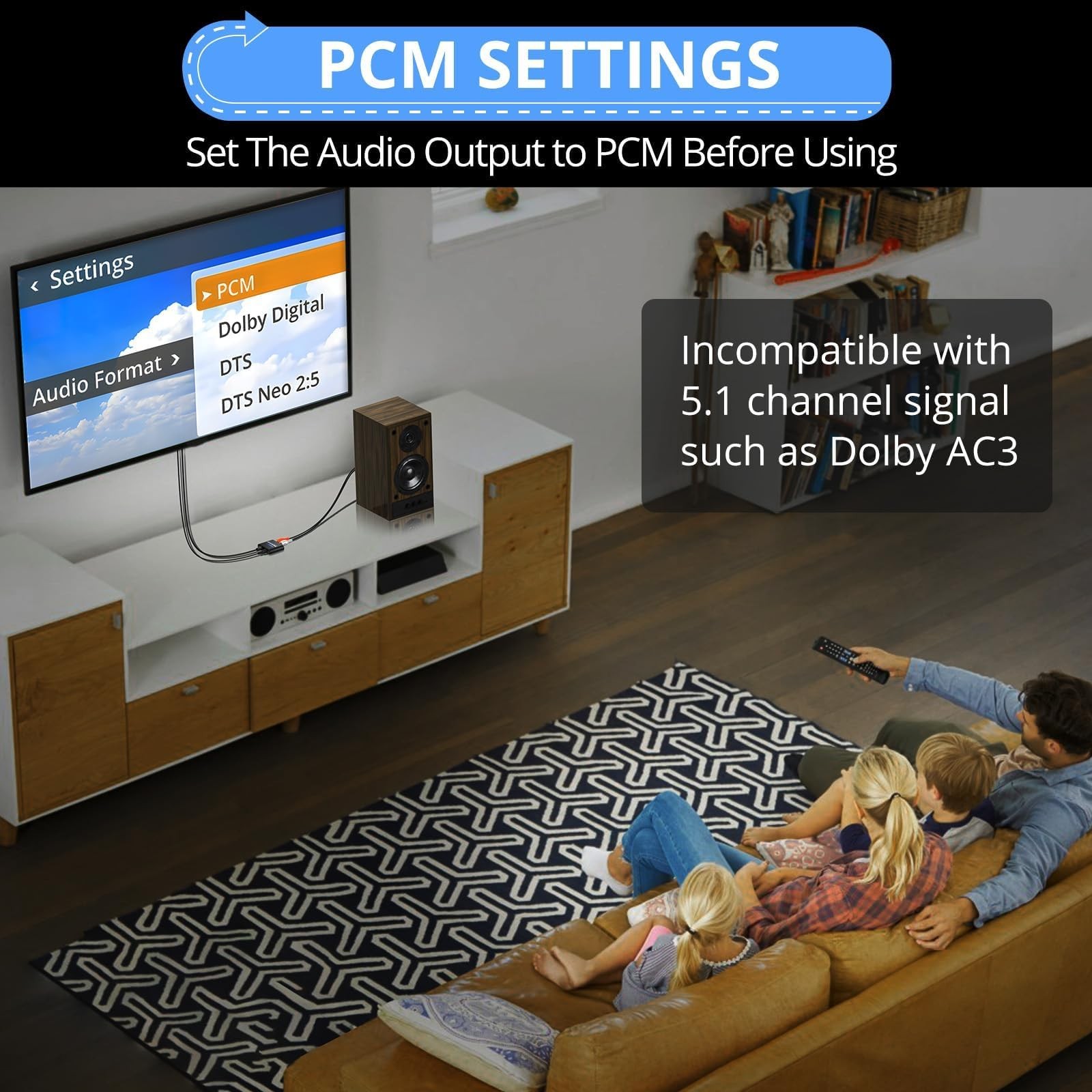 CAMWAY Digital to Analog Converter,192kHz DAC Converter SPDIF/Toslink/Optical...