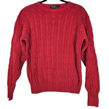 Vintage 90s Polo Ralph Lauren XL Cotton Red Cable Knit Preppy Classic Casual