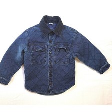 Boys Quilted Denim Shirt Jacket Corduroy Collar Blue Size M 8