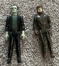 Vintage 1980 Remco Universal Monsters Wolfman Frankenstein Action Figures 3.75"