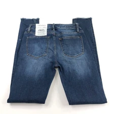 Vigoss NEW Jagger Skinny 24 (Fits 24W 28.5L) Mid Rise Denim Raw Hem Frayed Jeans