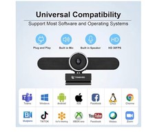 4K Webcam Conference Call TV Room Web Camera with Dual Microphones Speaker, AI