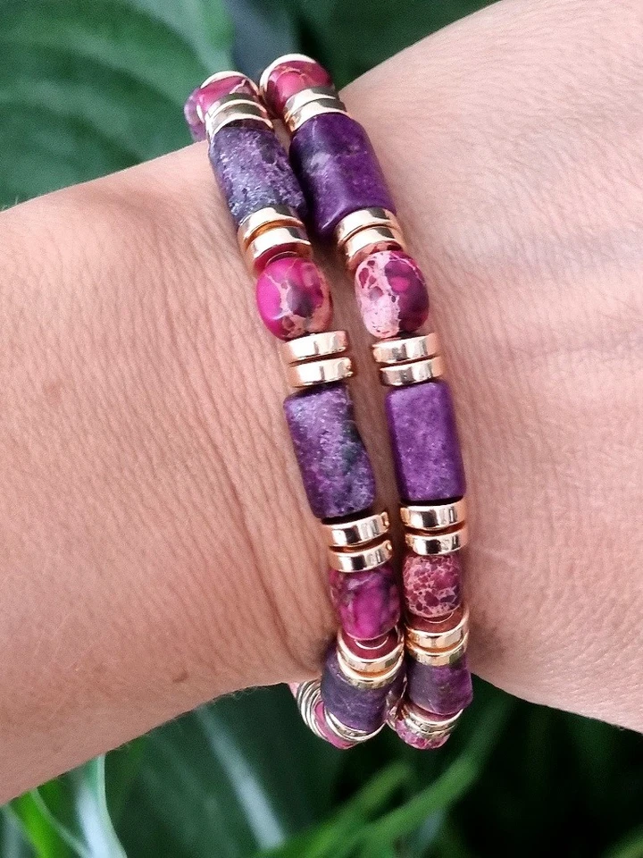 Stichtite Australien/Jaspis/Hämatit Damen Armband 18cm Flexibel Natursteinen - Bild 3 von 4