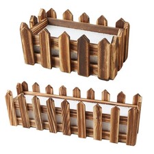 2 Pcs Flower Diy Decor Container Wood Fence Planter Boxes Garden Pot